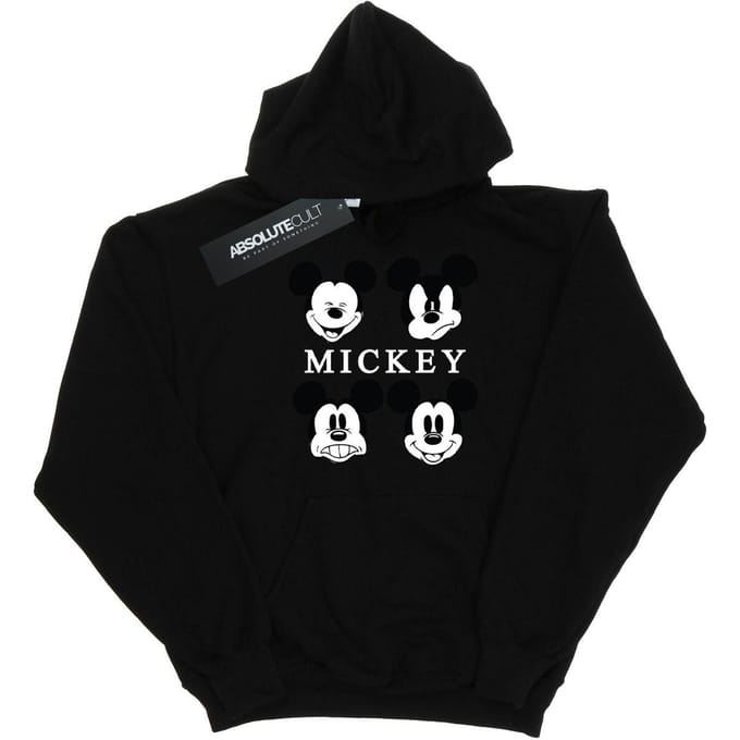 Disney Heren Mickey Mouse Vier Hoofden Hoodie (Zwart)