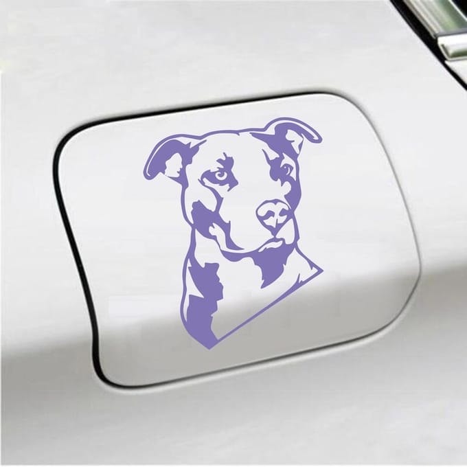 Bumpersticker - Pitbull  - 13 X 11 - Paars
