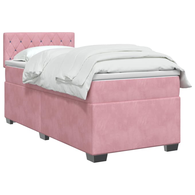 vidaXL - Boxspringbed - met - matras - met - hoofdeinde - Roze - 80 - x - 200 - cm - Fluweel