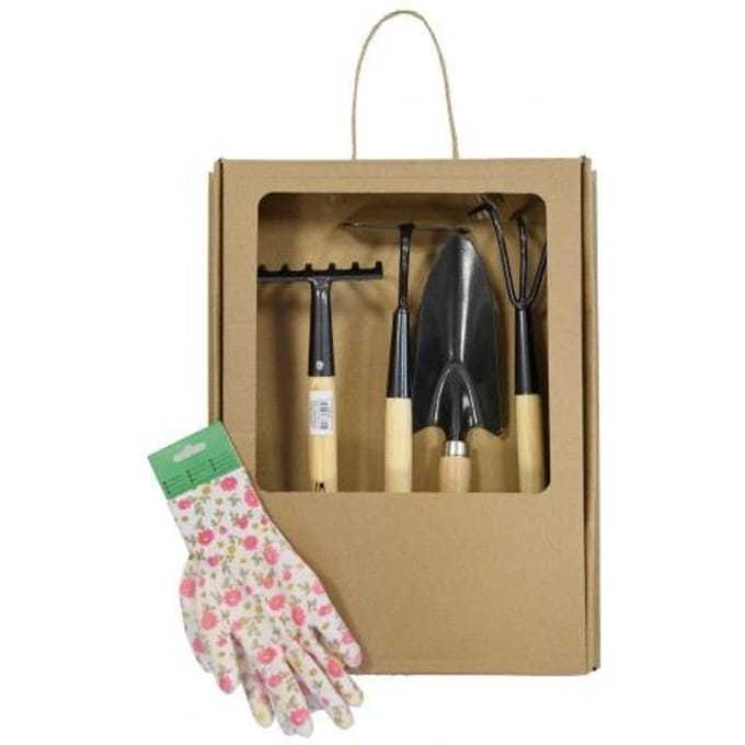 Kinzo 3 Delige Tuinierset - Handhark, Spitvork, Handschep - Metaal met Hout - Soft Grip - Antikleef Coating