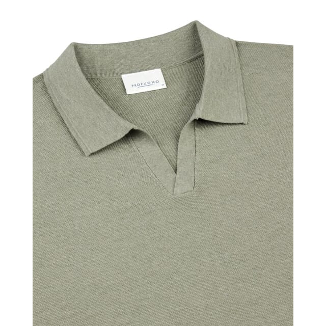 Profuomo Poloshirt Riva Luxury Structure Groen - Maat L - Heren