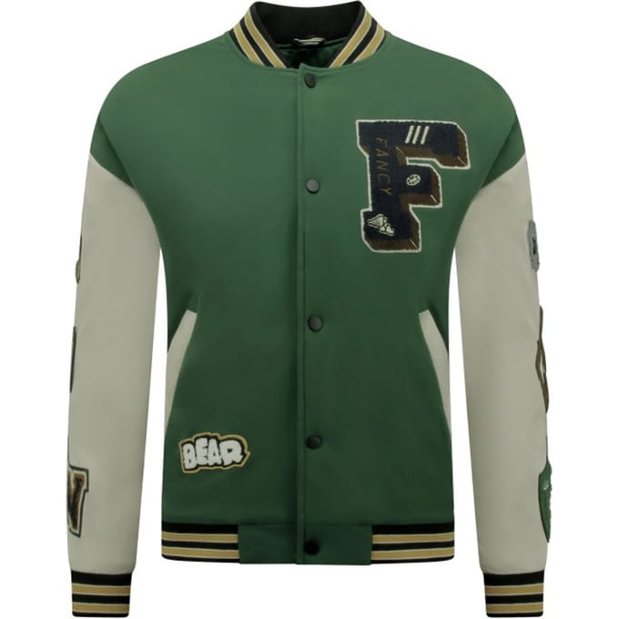 Heren Oversized Letterman Jas - 8633 - Groen