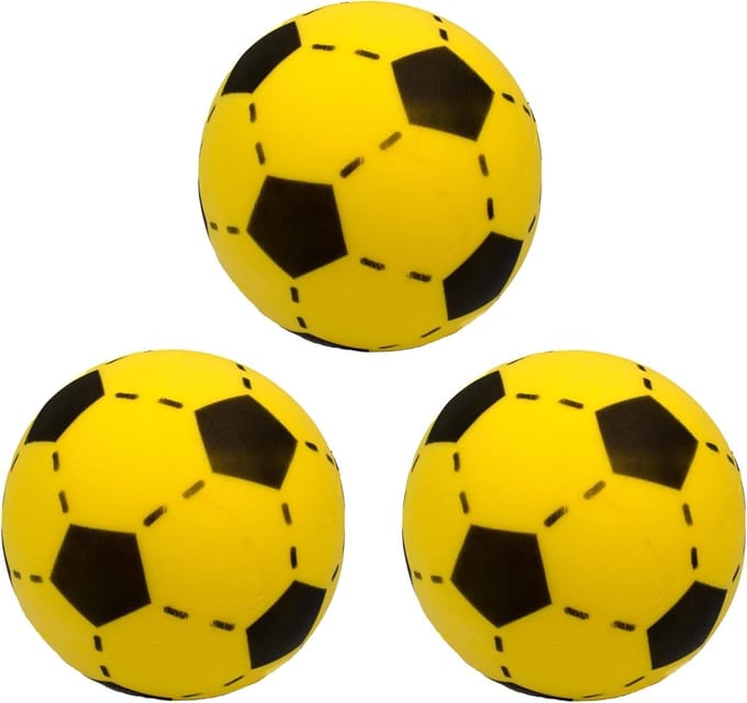 Kyto - 3 x Voetbal Zacht foam - 20cm - geel - schuimrubber