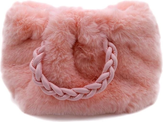 Tas Dames - Fluffy Tas - Ketting - 24x17cm – Roze - Magneet sluiting