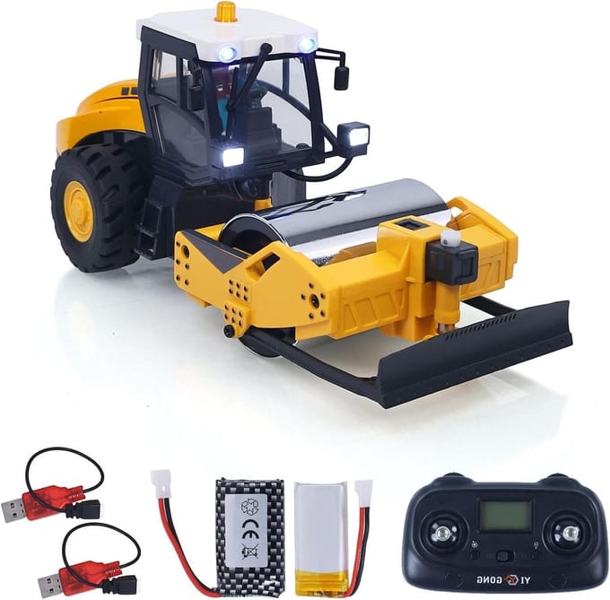 RC Wegwals - Mini Walse - Bouw Simulatie - Half Metaal - 1:50 Schaal - Grijs
