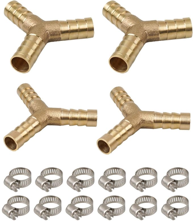 Dailygoods- Slangconnector Y-vormig - 3-Weg Messing - Verstelbare 304