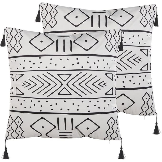 SCHEFFLERA - Sierkussen set van 2 - Wit - 45 x 45 cm - Fluweel