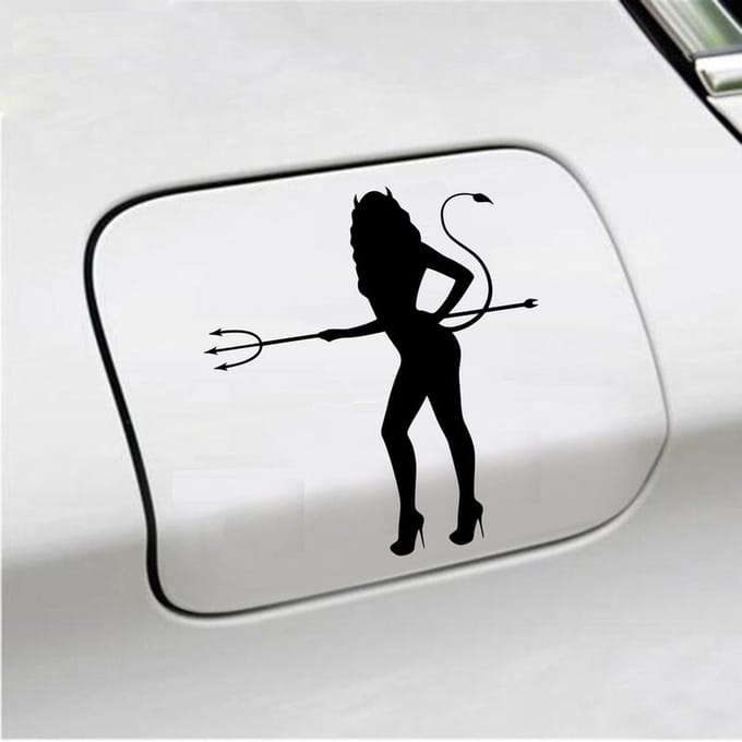 Bumpersticker - Vrouw Duivel - 14 X 13 - Zwart