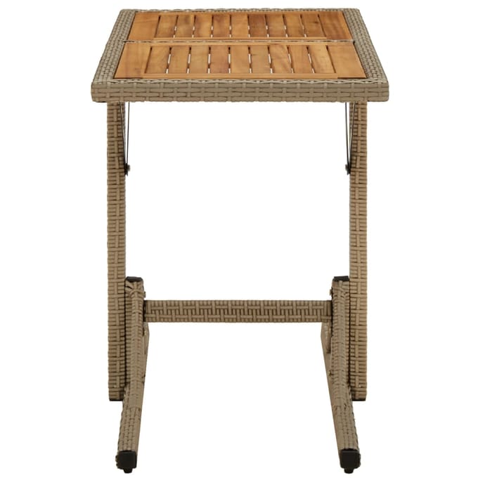 vidaXL - Tuintafel - massief - acaciahout - en - poly - rattan - beige