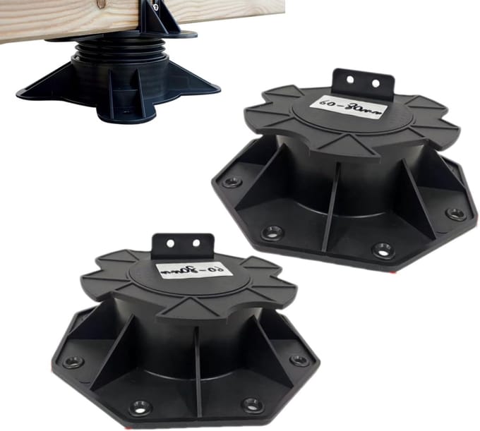 Bodemverhoger Set - Verstelbare Sokkels - Vloer Stabiliseren - Robuust WPC-Aluminium - 60-80mm