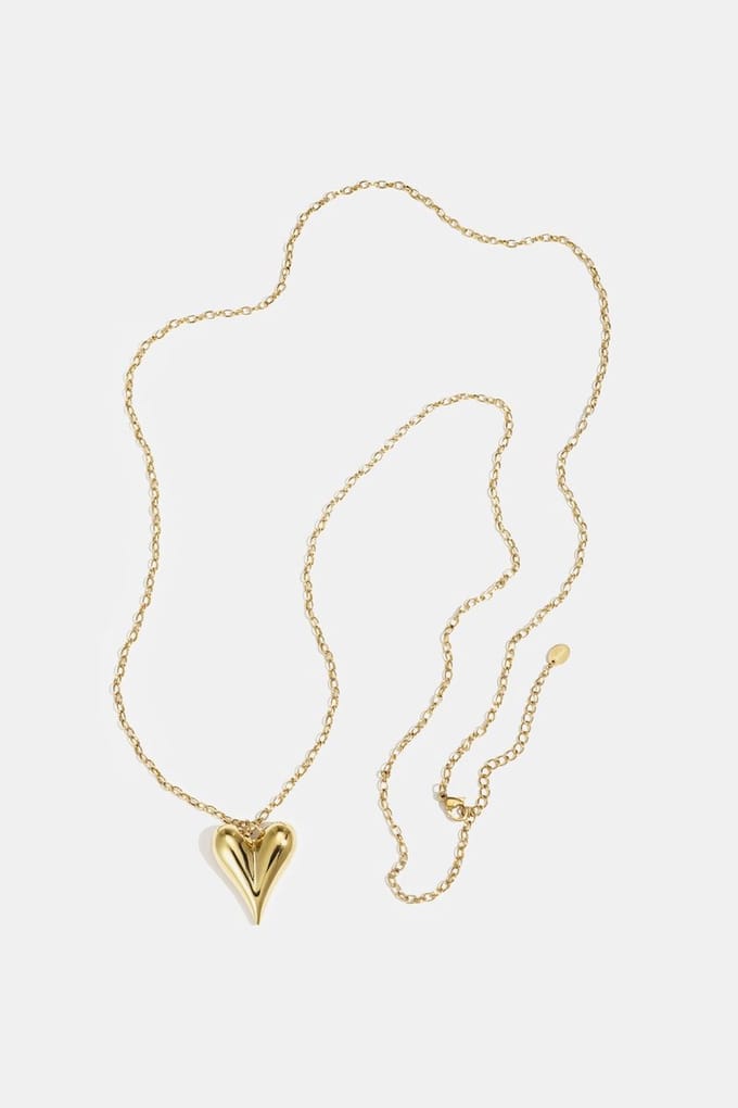 Bijoutheek Collier Lang Bol Hart Goudkleurig