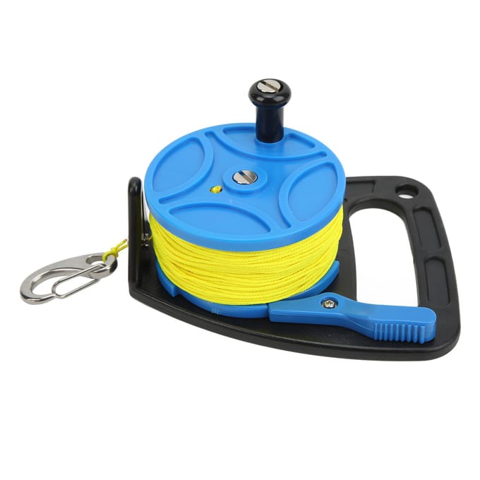 Moulinets de plongée Bobine de corde d'ancre Moulinet de doigt Polyvalent avec clip 83m Fil pour Plongée souterraine Plongée d'exil Roue bleue gray