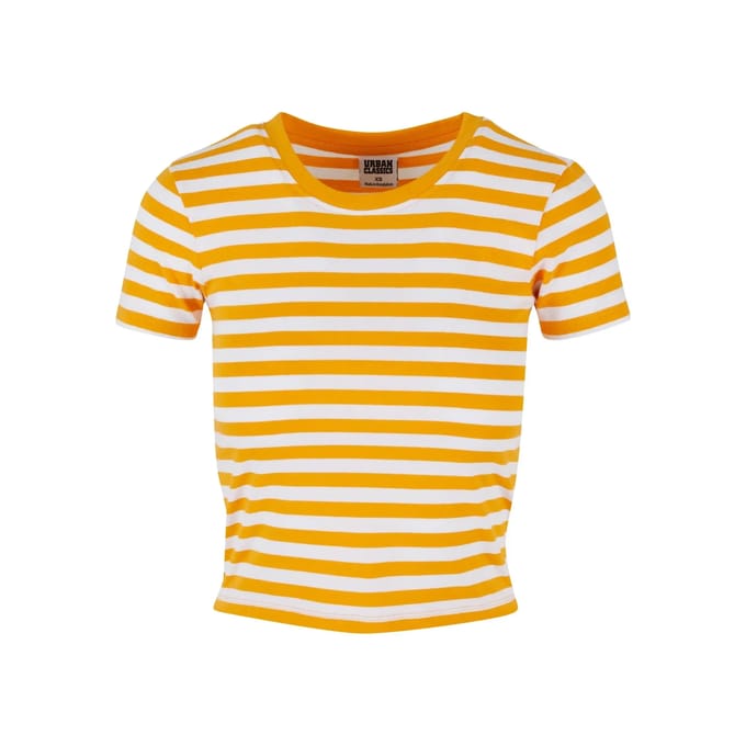 Urban Classics - Short Striped Crop top - 4XL - Wit/Oranje
