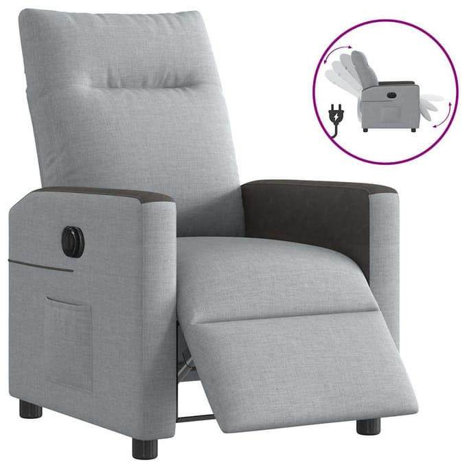 vidaXL - Fauteuil - elektrisch - verstelbaar - stof - lichtgrijs