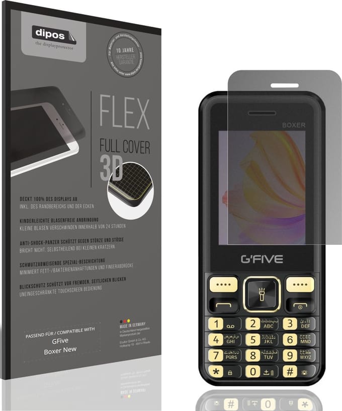 dipos FLEX – Matte Privacy Screenprotector geschikt voor GFive Boxer New | Volledige Schermbescherming | Case-Friendly