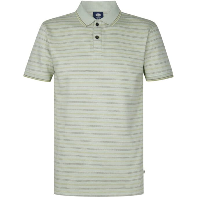 Petrol Industries - Heren Gestreepte Polo Surfsideview - Groen - Maat M