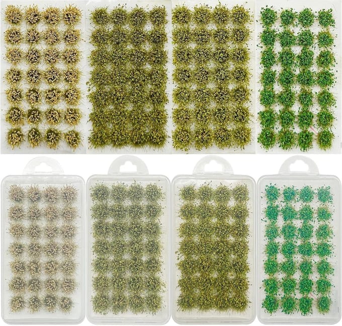 112PCS Static Grass Model, 4 Kleuren Bushy Tuft Bloemclusters voor DIY Architectuur en Modelspoor Landschap Decoratie