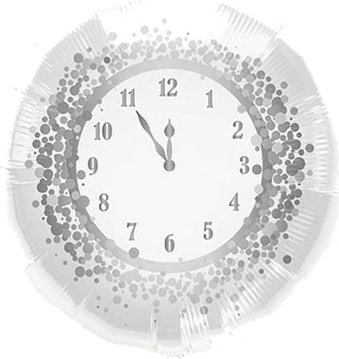 Folat - Folieballon klok Wit/Zilver