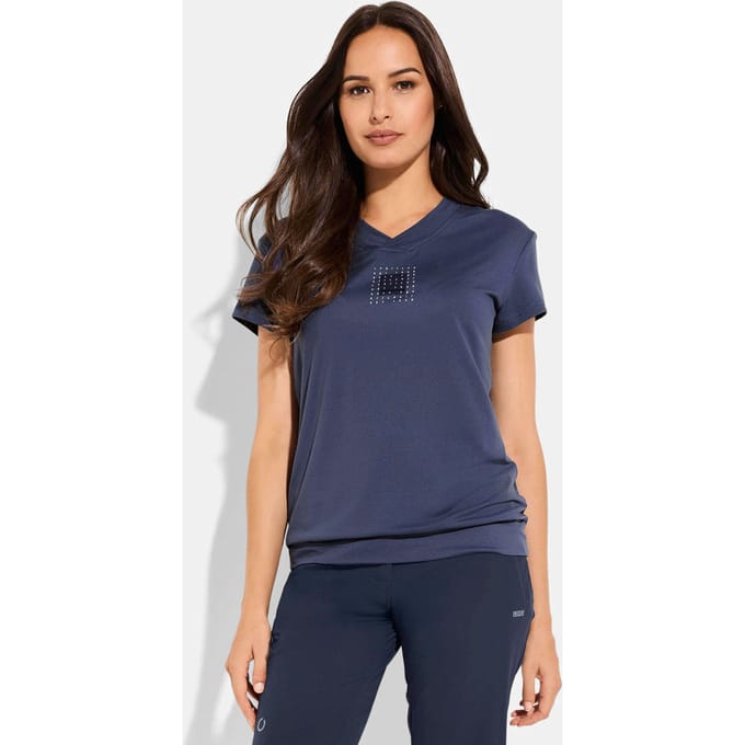Functioneel shirt met V-hals - rookblauw - Gr. 44 van Goldner Fashion