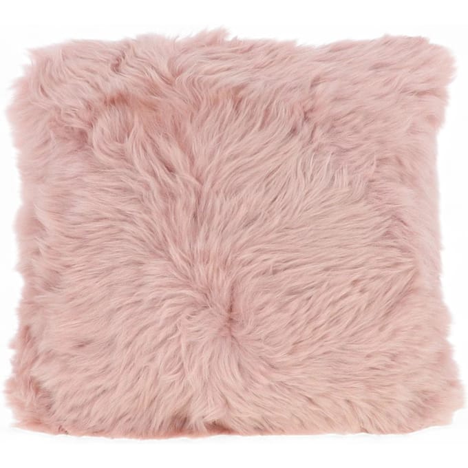 Echte schapenvacht roze 40x40cm echt wol enkelzijdig kussen