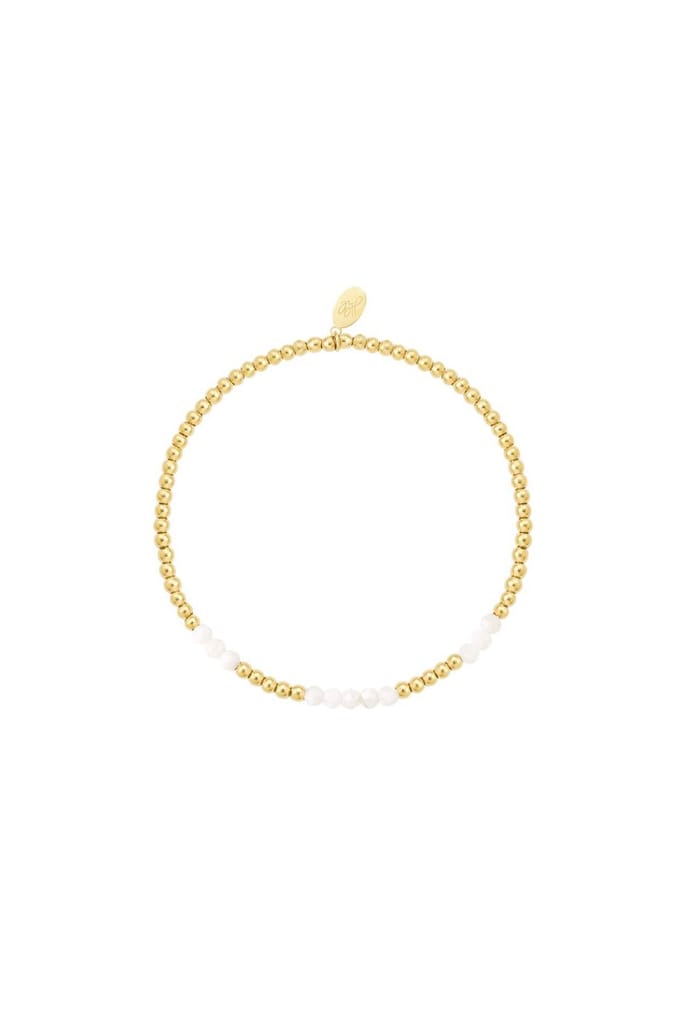 Kralen armband gecombineerd - Natuurstenen collectie Wit goud Stone