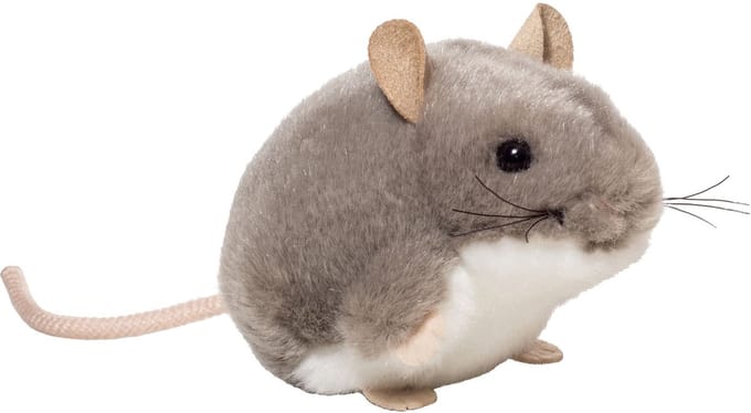 Hermann Teddy Knuffeldier Muis - pluche stof - premium kwaliteit knuffels - grijs - 9 cm
