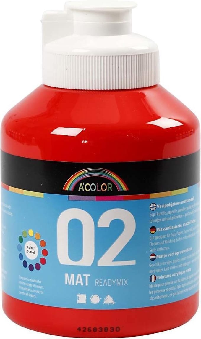 Acrylverf Mat, rood, 500 ml/ 1 fles