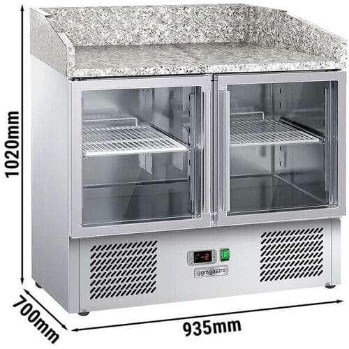 GGM Gastro Pizzakühltisch ECO - 935x700mm - mit 2 Glastüren