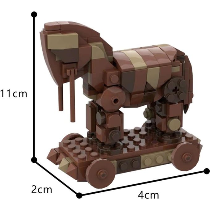 Gobricks MOC Museum Trojaans Paard Blokken Doureios Hippos Troje Bouwstenen Speelgoed Cadeau black