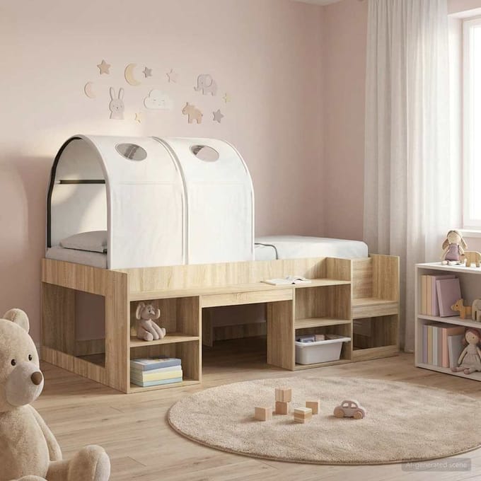 vidaXL - Bedtunnel - voor - kinderbedden - 2 - st - Wit - Polyester