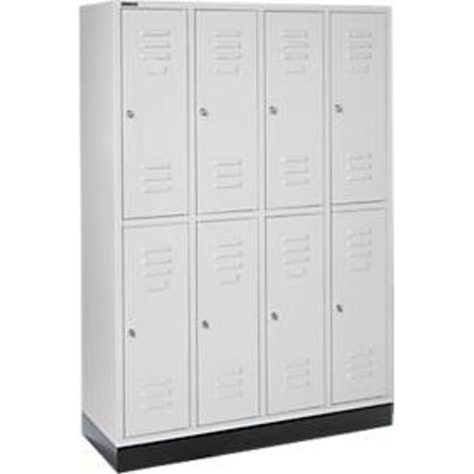 Schäfer Shop Select Kledinglocker, 4 x 2 compartimenten, met fitting, cilinderslot, deur lichtgrijs