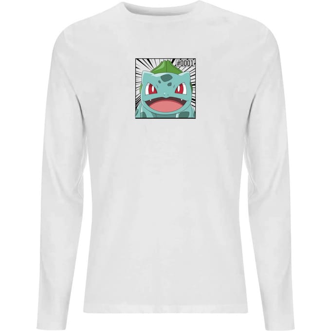 Pokémon Pokédex Bulbasaur #0001 Men's Long Sleeve T-Shirt - White - XL