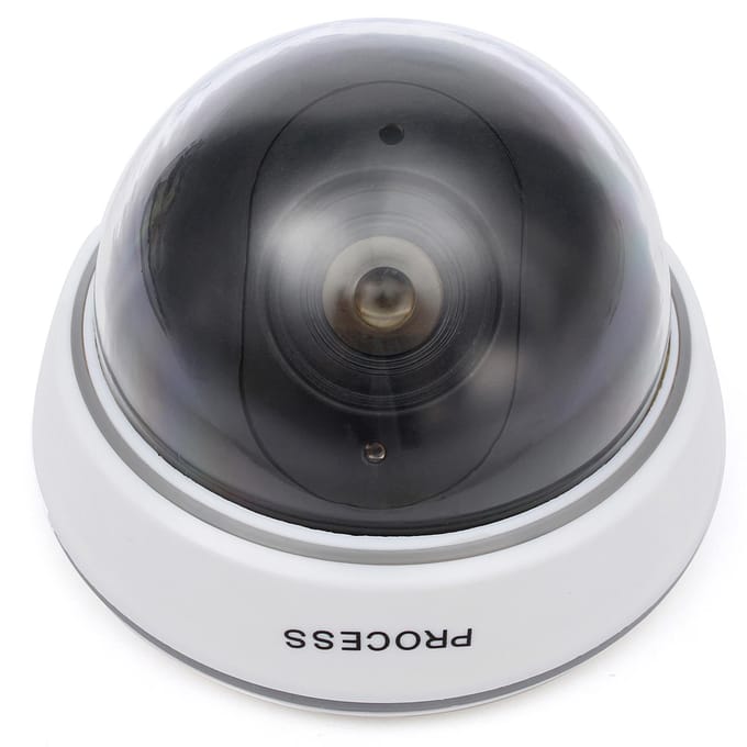 1Pc Simulatie Camera Nep Dummy Dome Surveillance Beveiligingscamera Knipperend Rood Licht wit