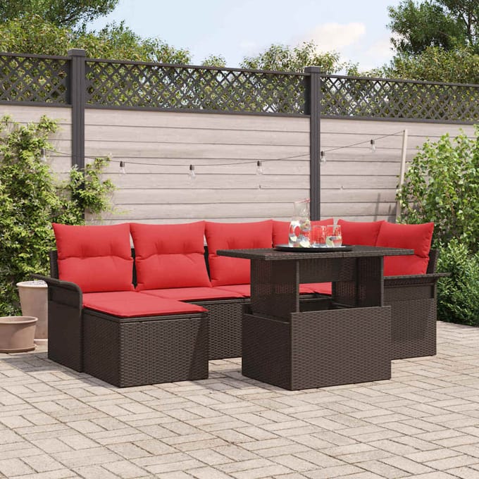 vidaXL Tuin Sofa Set 7 st Bruin poly rattan