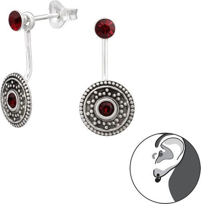 Montebello Oorbellen Berna Red - 925 Zilver Geoxideerd - 9x18mm