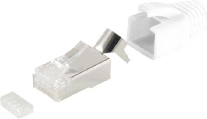 RJ45 krimp connector (STP) voor CAT6/6a/7/7a netwerkkabel (vast/flexibel) - per stuk (3-delig) / wit