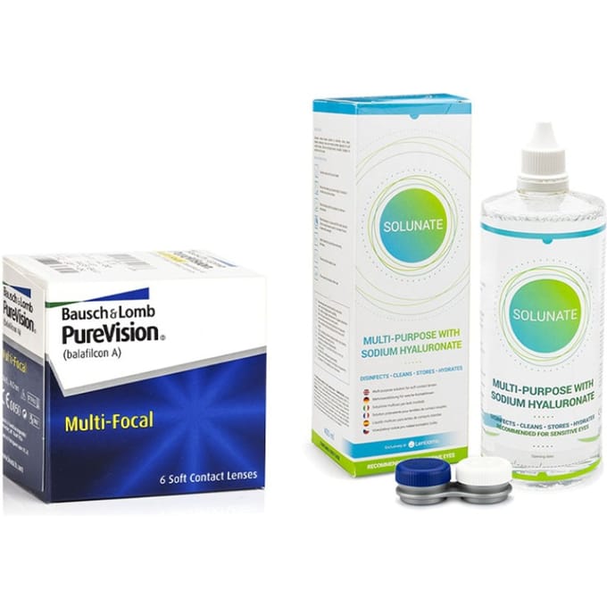 PureVision Multi-Focal (6 lenzen) + Solunate Multi-Purpose 400 ml met lenzendoosje
