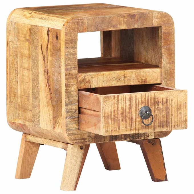vidaXL - Nachtkastje - 30x30x41 - cm - ruw - mangohout