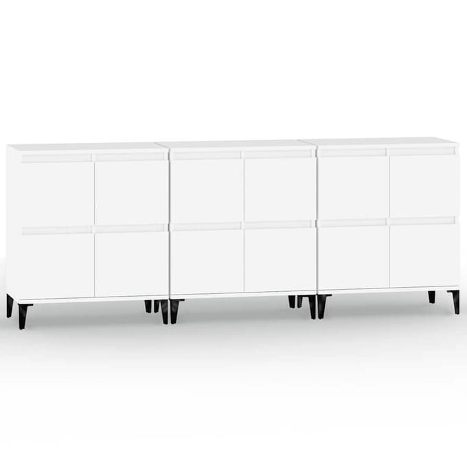 vidaXL - Dressoirs - 3 - st - 60x35x70 - cm - bewerkt - hout - wit