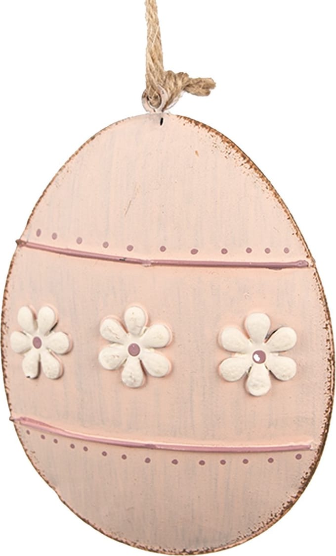 Clayre & Eef Paashanger Ei 8 cm Roze Metaal