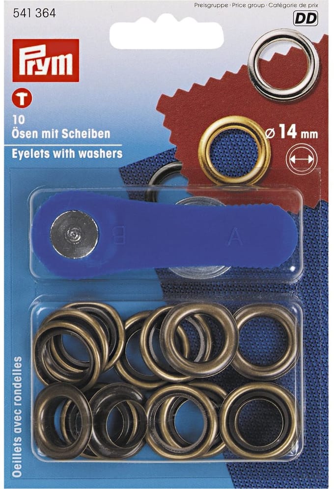 PRYM - RINGEN EN SCHIJVEN - 14MM - OUD MESSING - 1X10ST