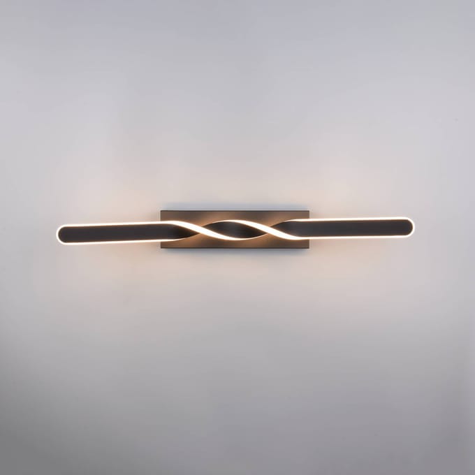 Reality Leuchten LED plafondlamp Ginko, zwart mat, metaal, lengte 79 cm