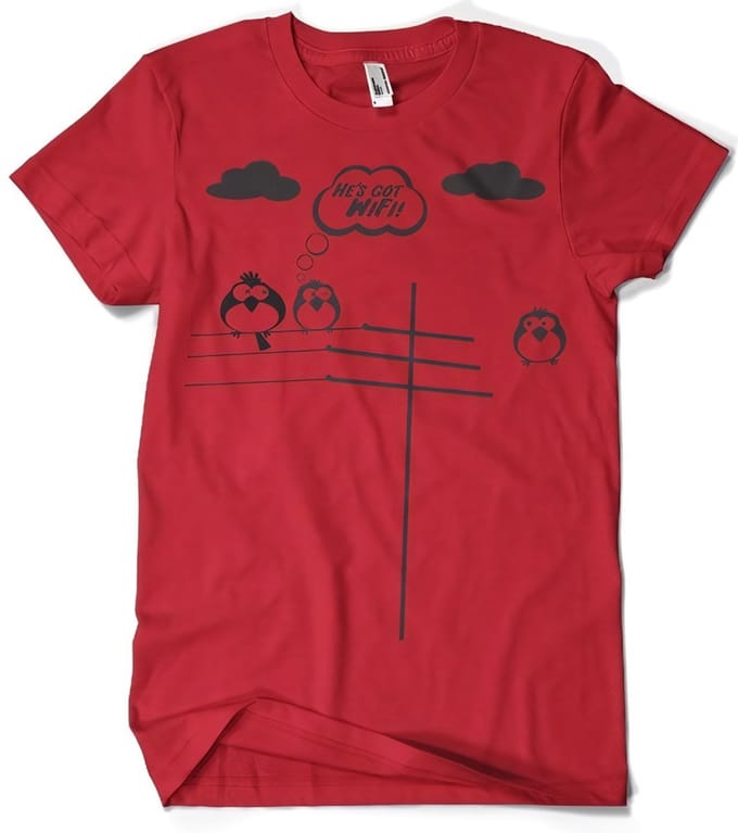 Hybris He's Got WiFi T-shirt rood