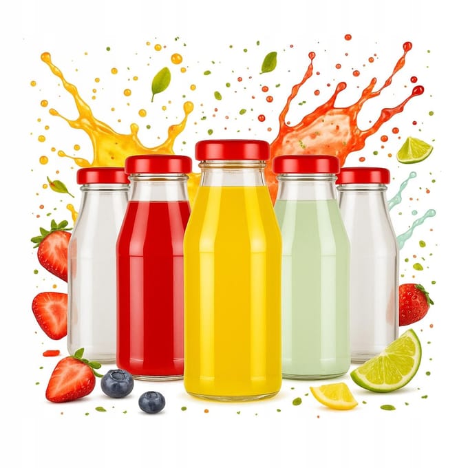 Bimberek Juice Serie - Glazen Flessen - 125ml - Schroefdop - Set van 10