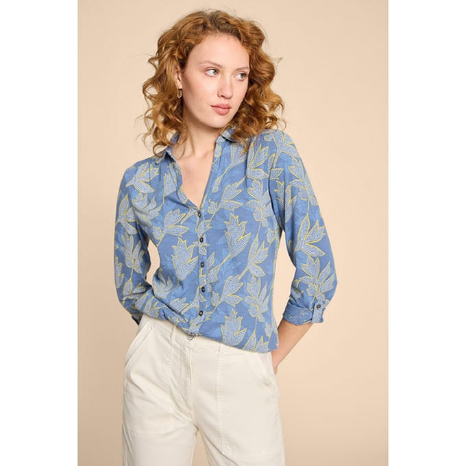 White Stuff Annie Jersey Shirt Blue Multi Taglia: 6 REGULAR | Magliette intime Outlet | Donna | Blu