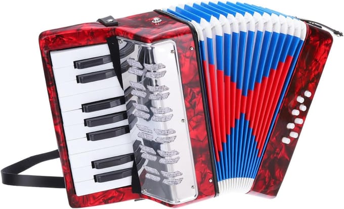 Mini Accordeon - Draagbaar Instrument - Muziek Leren - 17 Toetsen 8 Bas - Compact Formaat - Rood
