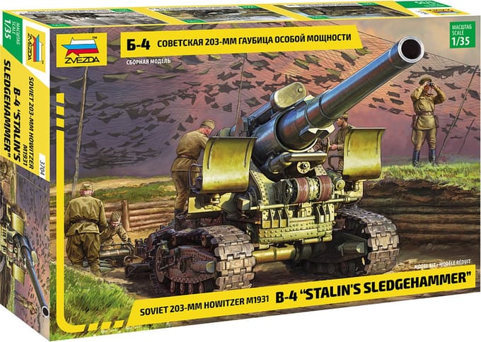 Zvezda Modelbouwpakket Militaire voertuigen - 3704 Soviet 203-mm hotwizer M1931 B-4 -Stalin#039 Sledgehammer- Plastic - 1:35 - Modelbouw