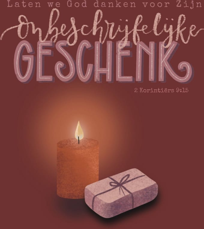 Kerstkaart Marjolein 'Onbeschrijfelijke geschenk ' 12 stuks met envelop