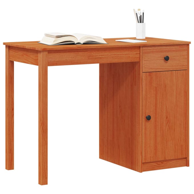 vidaXL - Bureau - Waskleur - Bruin - 100 - x - 50 - x - 74 - cm - Massief - grenenhout