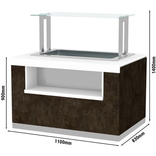 GGM Gastro Eistheke PRAG - 1100mm - für 4x 5l Behälter Bruin / Wit
